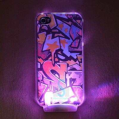 Graffiti LED Color Changed Sense Flash Light Case Cover for iPhone 4 