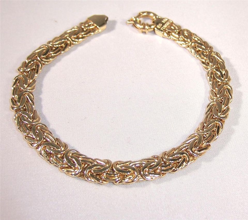 Estate 14K Solid Gold Byzantine Link Bracelet 11.8 Grams 8 long