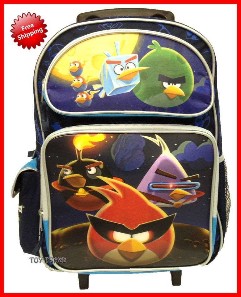 ANGRY BIRDS SPACE BLUE LARGE ROLLER ROLLING BACKPACK SCHOOL BAG 16 