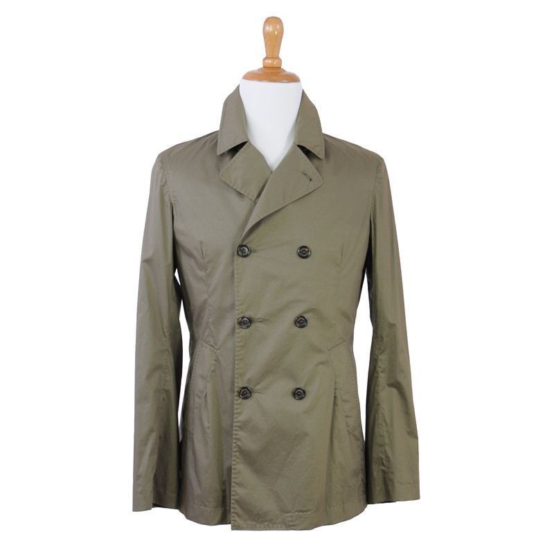   Cucinelli Green Double Breasted Trench Light Coat Jacket US XXL EU 56