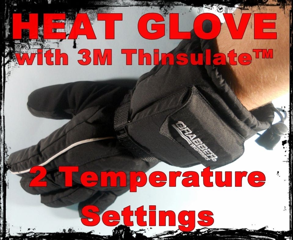 LARGE Grabber Battery Powered Heat Gloves w 3M Thinsulate™&DRYPEL 