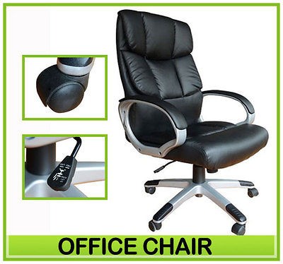 New PU Leather Office Chair Executive Black High Back Manager Computer 