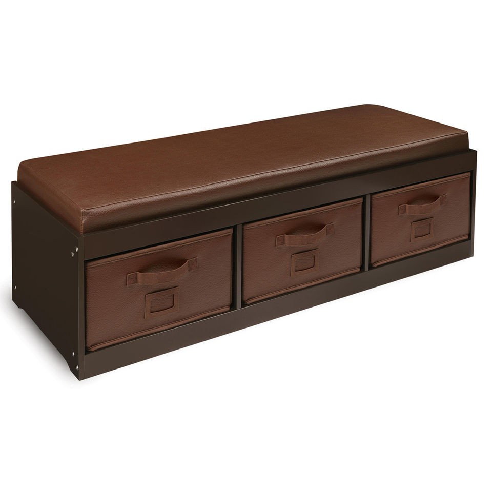 Espresso Kids Storage Bench with Espresso Bins   Storage Bench 