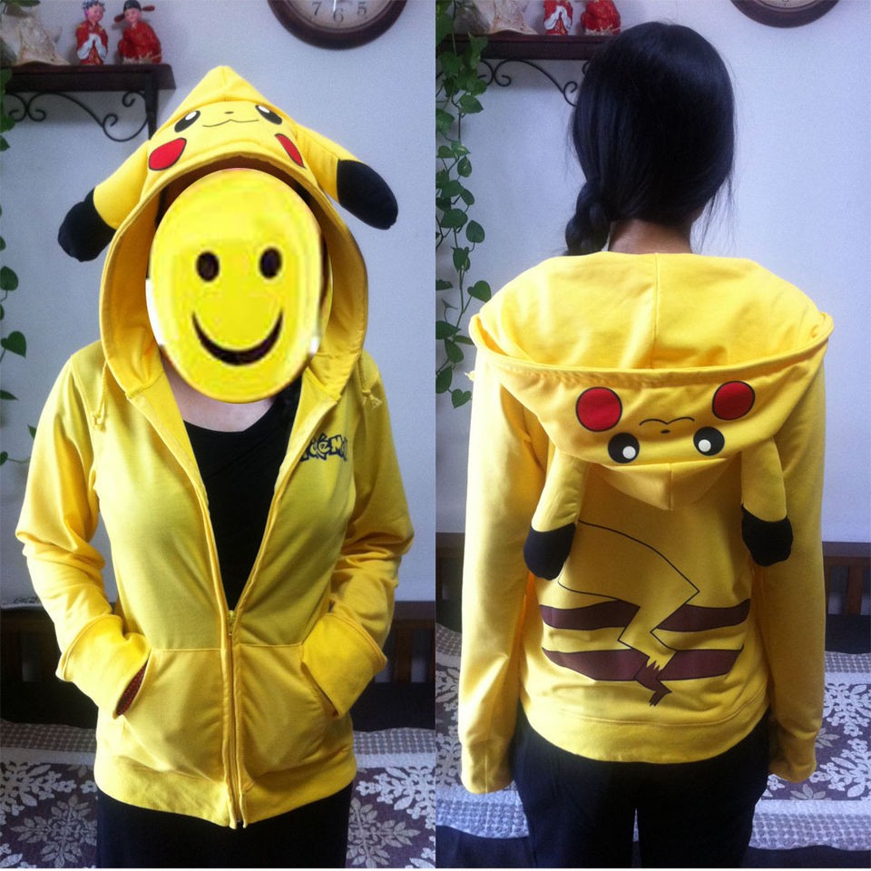 Pikachu Hoodie JP Anime Pokemon Zips Long Sleeve Hoodies Jacket Top 