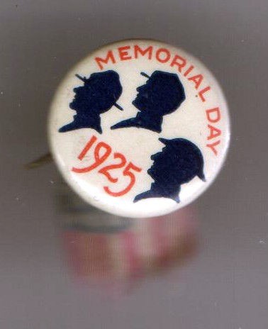 1925 pin MEMORIAL Day depicted HELMETS of CIVIL Spanish American WAR 