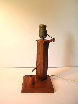 Primitive Hand Made Wood w Detailing Water Pump Light    This Is 