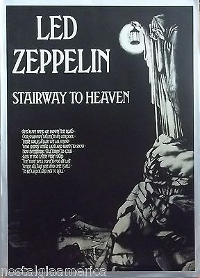 Led Zeppelin 25x35 Stairway To Heaven Black And White Poster W/ Lyrics