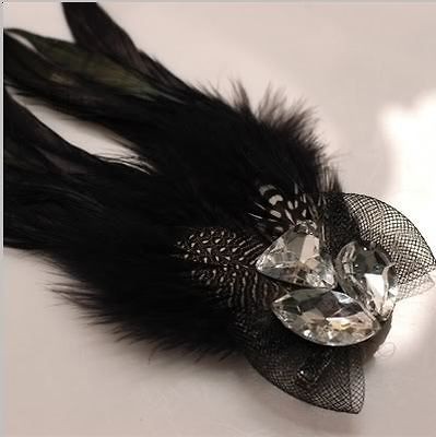   gift peacock feather hair clip brooch corsage head piece NEW