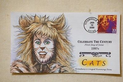 CATS Broadway Play Celebrate the Century 80s FDC Handpainted Collins 