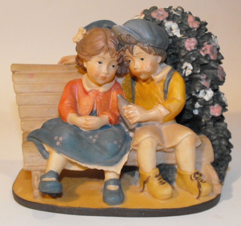 Roman Lisi Martin Dolfi Boy & Girl on Bench Figurine.