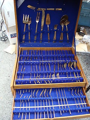 VINTAGE 142 PIECE FLATWARE SET BY J. MAN, BANGKOK, THAILAND