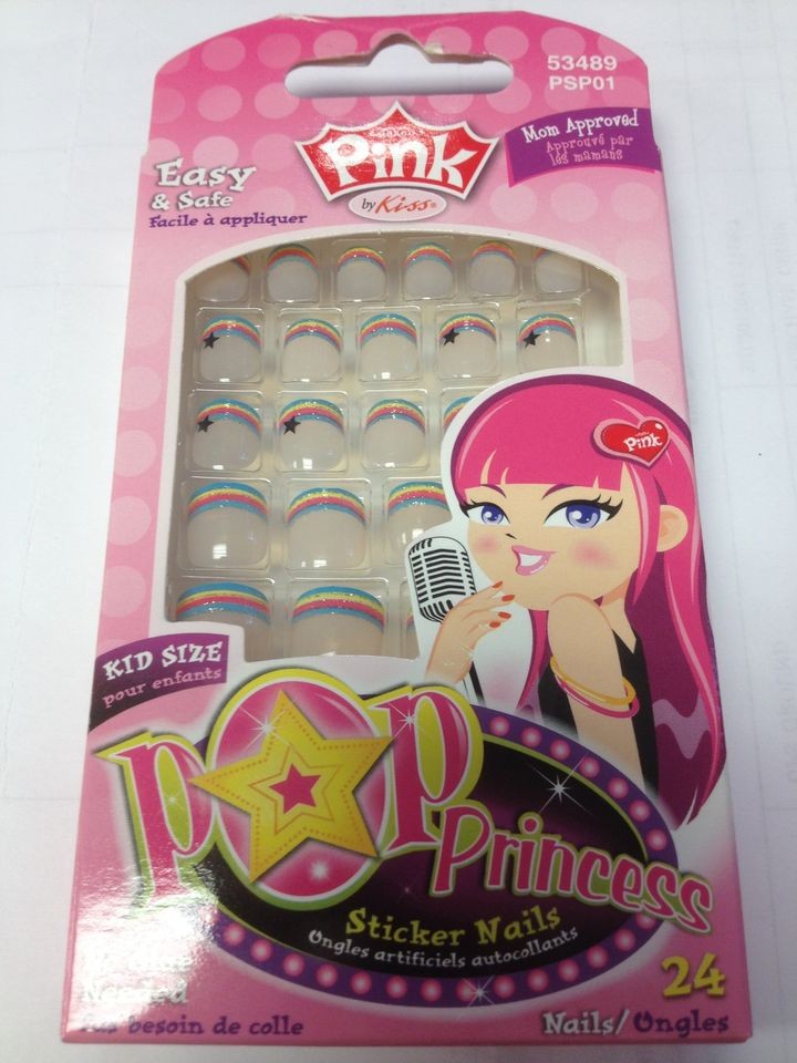 KISS PINK POP PRINCESS 53489 PSP01 24 NAILS NO GLUE NEEDED KID SIZE