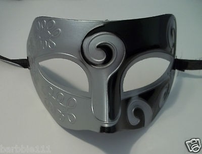   Silver Gray Roman Greek Men Venetian Mardi Gras Party Masquerade Mask