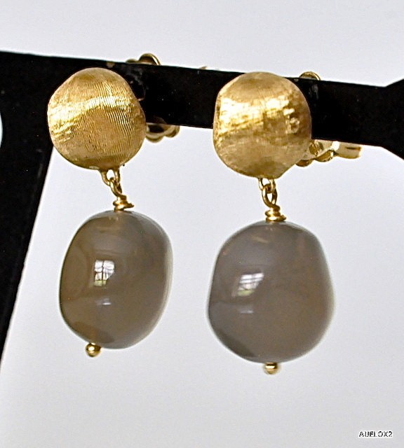   New $770 MARCO BICEGO 18K Gold Gray Moonstone Drop Earrings SALE