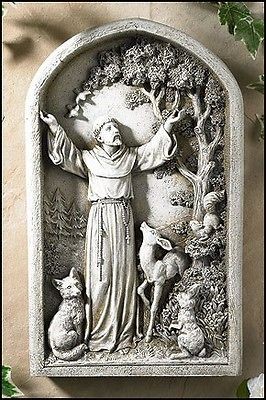   of Animals Saint St Francis Plaque Figurine Garden Patio Home Statue