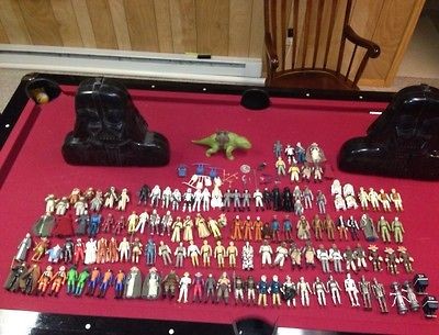 STAR WARS VINTAGE TOY 124 Action Figure Huge Lot WEAPONS 2 cases Coin 