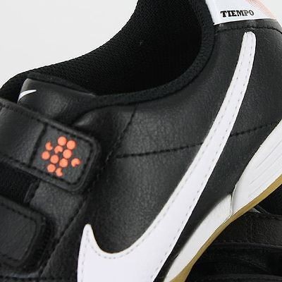 NIKE JR TIEMPO V3 VELCRO INDOOR COURT BLACK ORANGE GS PS KIDS US SIZE 