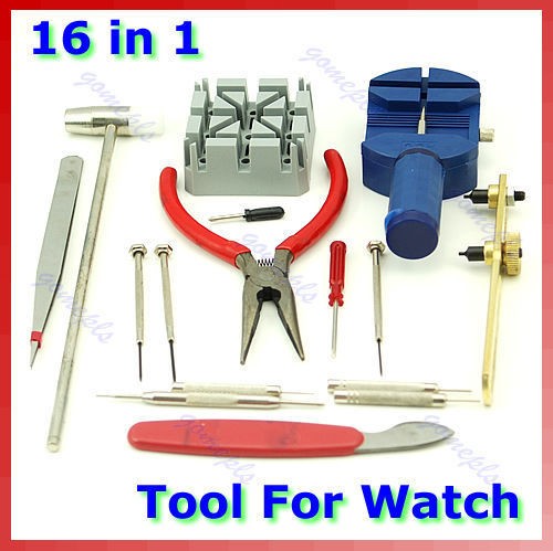 16 in1 Watch Case Open Repair Adjust Strap Tool Kit New