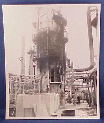 1959 LEONARD OIL REFINERY FIRE B&W PHOTOGRAPH ALMA MI 6