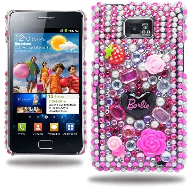 Barbie Diamond Flower Plastic HOT PINK Case Cover For Samsung Galaxy 