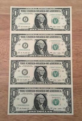   OF 4   $1 BILLS NOTES DOLLARS MONEY CURRENCY GEM UNC **GREAT GIFT