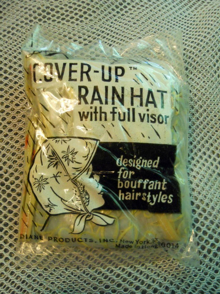 vintage DIANES Cover Up RAIN HAT BONNET w/full visor floral daisy 