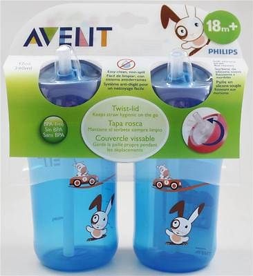   PACK   12 oz Straw Toddler Sippy Drinking Cups BLUE   18m + NEW
