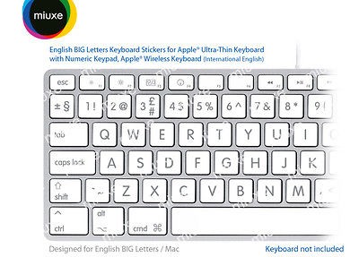 Miuxe   English Large (BIG) Letters Black Keyboard Stickers/Mac