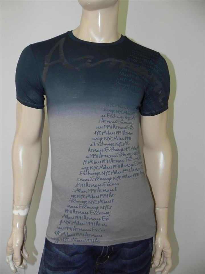 New Armani Exchange AX Mens Slim/Muscle Fit Graphic Dip Dye Tee Shirt