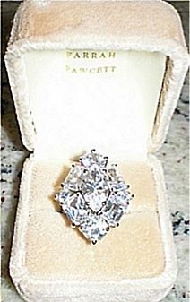Farrah Fawcett Ring 20 CT 925 Marquise Cluster Signed Charlies Angels 