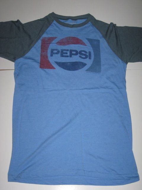 Medium Light Blue & Grey Pepsi Logo Graphic Tee Tshirt Shirt New Free 