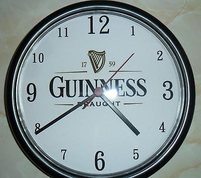 GUINNESS 9.5in diameter PERSONALISED WALL CLOCK ideal birthday gift
