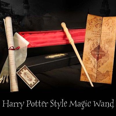 Harry Potter Style REAL MAGIC WAND + Marauders Map +sm Hogwarts 