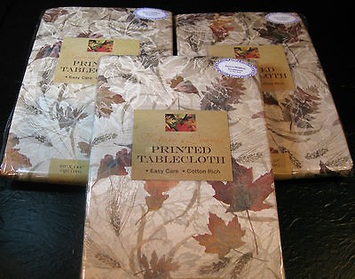 NATURES LEAVES PRINTED TABLECLOTH  ASSORTED SIZES   NEW FOR FALL