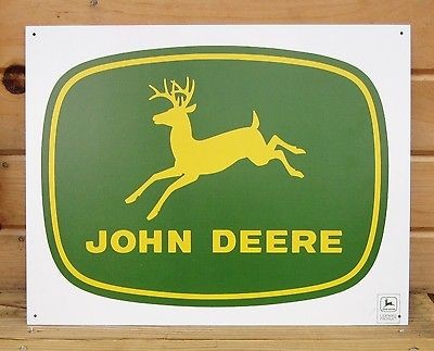 John Deere 56 Logo TIN SIGN vtg antique tractor metal poster wall 
