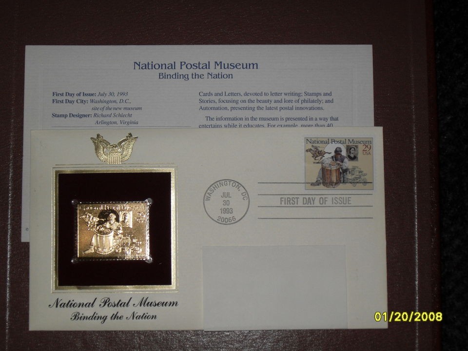 22K USPS Gold Stamp National Postal Museum   Binding the Nation