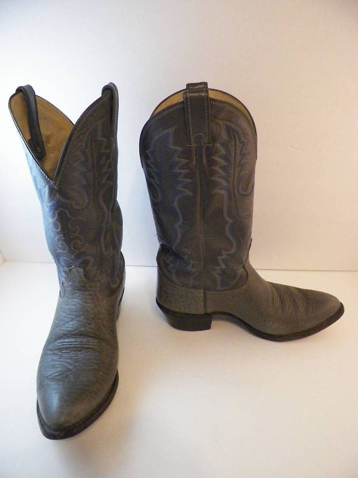 Vintage Justin Leather Western Cowboy Boots Mens 10EE 2 Tone Gray 