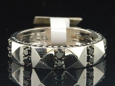 Mens 10K White Gold Black Diamond Engagement Ring Desinger Wedding 