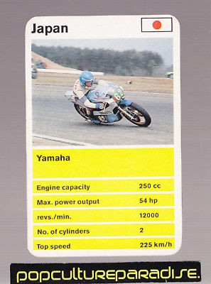 yamaha 250 cc racing motorcycle 1970 s top trumps card