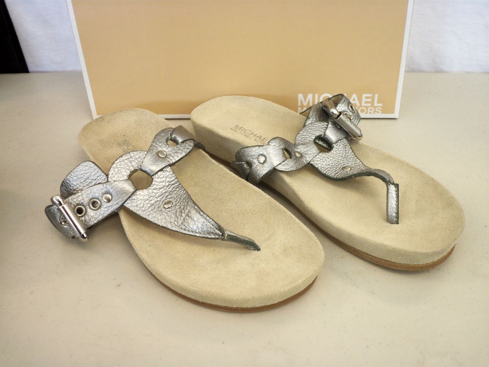 Michael Kors New Womens Sycamore Thong Leather Flip Flops Sandals 8 M 