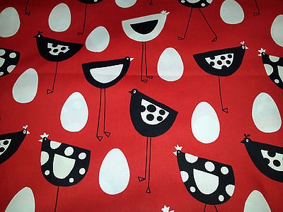 Chicken Bird fabric cotton twill textiles upholstery quilt cover red 