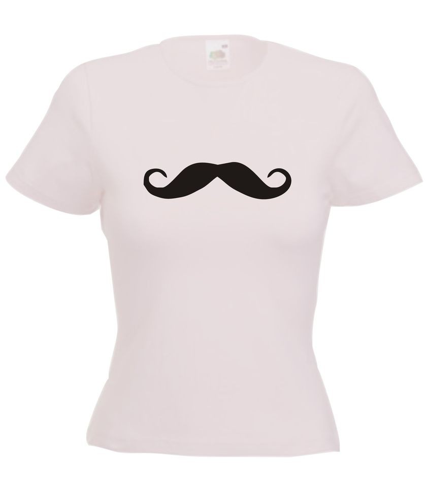 Moustache Womens Fitted T Shirt   T shirt Ladies Funny mustache Girls 