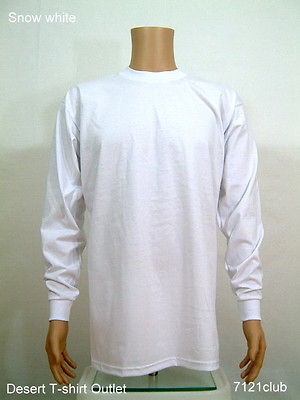   4XL TALL Heavy Weight Plain Long Sleeve T shirts WHITE PRO CLUB 4XLT