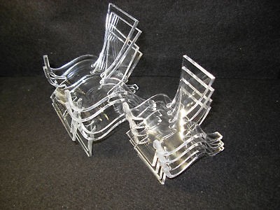 set of clear plastic display stands 4 medium 4 large