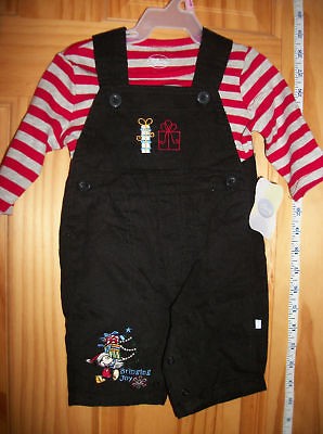 NEW Mickey Mouse Overall Outfit BABY Disney Newborn 0 3M Christmas SET 