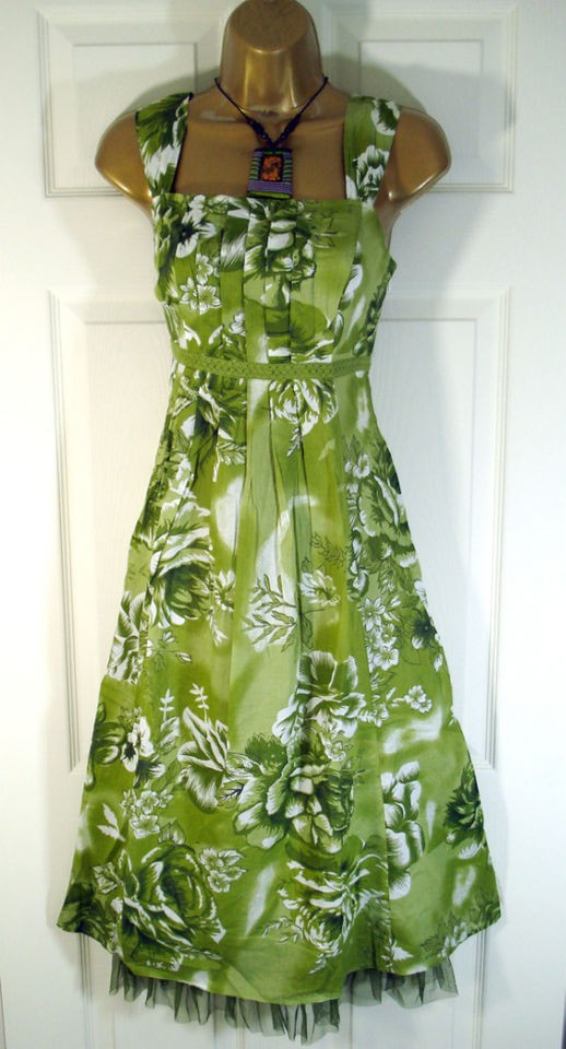 new ex per una green floral summer dress size 10