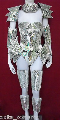 Da NeeNa Robot Vegas Roman Armor Lady Gaga Man Woman Mirror Costume 