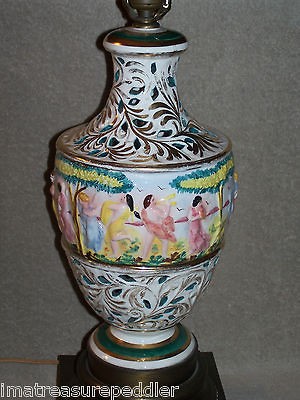   Pierced / Reticulated Large Table Lamp Robed Ladies Dancing