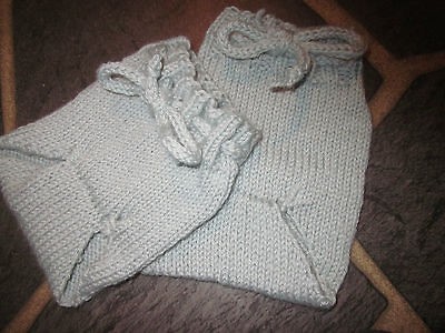Pair Baby Diaper Cover Soaker Pants Woolies Hand Knit Wool Newborn 