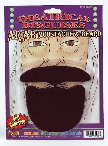 arab beard mustache moustache facial hair costume new one day
